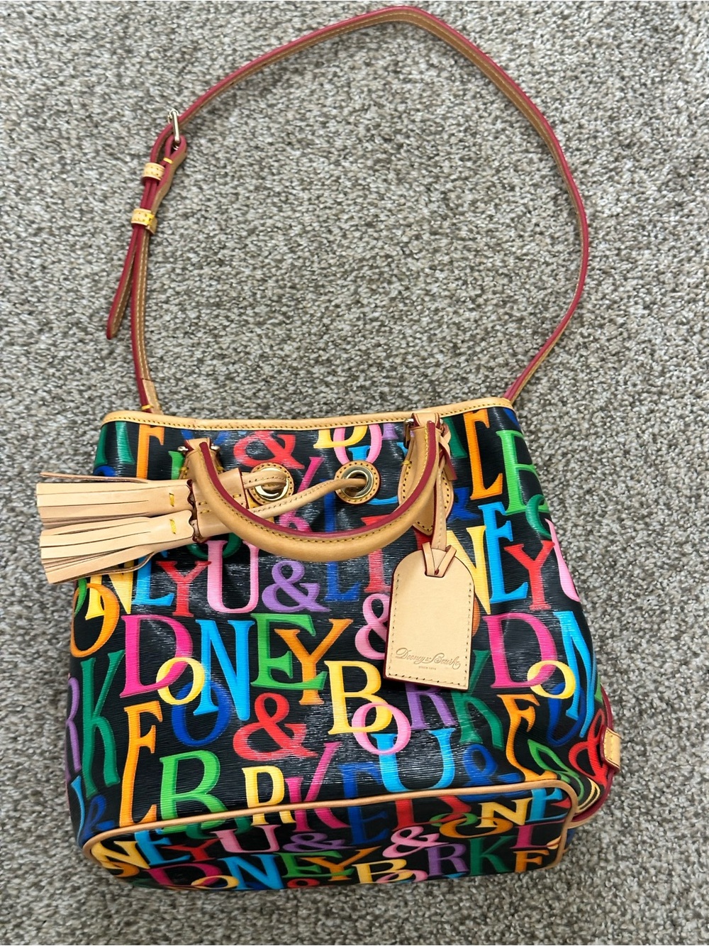 Rare Y2K Vintage Dooney and Bourke Retro Grafica Drawstring Bucket Bag